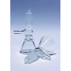 3766/03 - Entonnoir filtrant micro Hirsh en verre Pyrex, avec plaque filtrante porosite 3, rodage mâle 14/23 et prise de vide