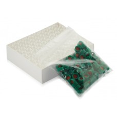 W225155-0107 - Fiole en verre clair de Type I, 12 x 32, avec pastille d'annotation et bouchon vert à joint PTFE/silicone rouge 