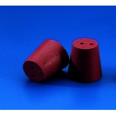 BMH064	Bouchon conique Caoutchouc rouge 2 perçages 54x42 