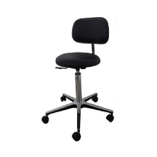 BWH002	Tabouret à vérin pied aluminium, assise noire, 5 roues, avec dossier