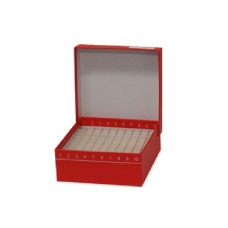 BYF095	Cryoboîte carton Rouge, 100x2mL covercle à charnières