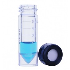 W986299NG - Fiole V Vial® 5,0 mL col filete en verre clair borosilicate de Type I, graduee, avec bouchon 20-400 à haut ouvert 