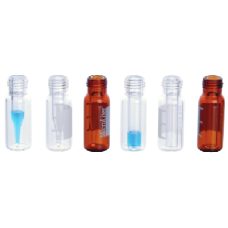 09-1200-300 - Fiole 9 mm, verre clair avec pastille d'annotation, insert conique en verre etire 400 µL, col filete, verre borosilicate de Type I 