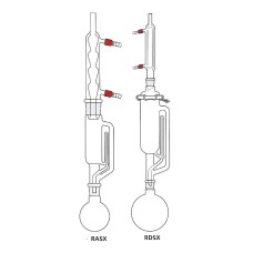 100RASX - Kit Soxhlet, comprenant1 ballon fond rond 250 ml ref FR250/3S, 1 refrigerant ref CX7/06/SC, 1 extracteur Soxhlet (joints clips à acheter separement).