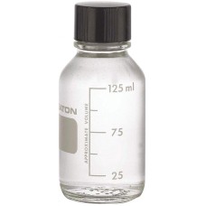 219715 - Flacon de milieu, 125 mL, clair, gradue, avec bouchon plein 33-430 phenolique noir à joint polyethylene, non autoclavable 