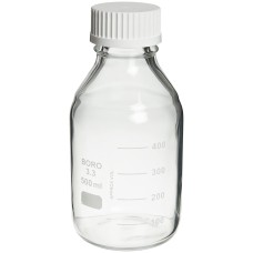 219940 - Flacon gaine plastique pour reactif/milieu, 1000 mL, avec bague verseuse en polypropylene et bouchon visse de 45 mm sans joint en polypropylene blanc, 101 mm x 233 mm 