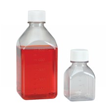 219975 - Flacon de milieu en PET,125 mL, sterile avec bouchon visse 33-430 en polypropylene blanc, conditionne dans 2 plateaux steriles de 24 flacons 
