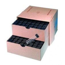 W224820 - Fiole 20 mL en verre brun borosilicate de Type I en boîte Lab File®, avec bouchon plein 24-400 phenolique noir à joint caoutchouc 14B premonte 