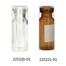 225221-01 - Fiole LVITM 0,3 mL volume limite en verre borosilicate, haut à sertir avec insert fusionne dans la fiole, brun 