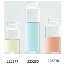 225280 - Fiole à espace de tete, 20 mL, verre borosilicate, fond arrondi, haut à sertir biseaute 23 mm x 75 mm 