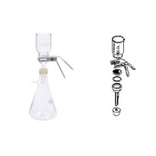 419360 - Ensemble de filtration sous vide, 47 mm, verre borosilicate de Type I clair, avec support en acier inox 