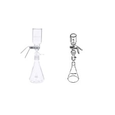 419380 - Ensemble de filtration sous vide 47 mm en verre borosilicate de Type I clair avec fiole de 1 L et support en verre fritte 