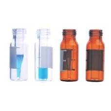76-2200-101 - Fiole 9 mm en verre brun de Type I avec pastille d'annotation, insert 350 µL, 12 x 32 mm 