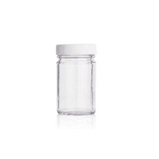 W216650 - Bocal d'essai en verre 60 ml type III, claire, avec bouchon à joint blanc en polypropylene polyvinyle (Boîte de 180)