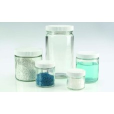 W216922 - Bocal à parois droites en verre clair 16 oz, sans bouchon visse 89-400 en polypropylene blanc à joint polyvinyle 
