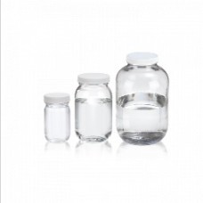 W217924 - Flacon en verre à col large standard 1000 ml type III, clair, avec bouchon à joint polypropylene polyvinyle blanc (Boîte de 12)