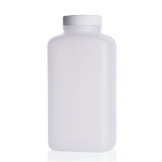 W218820 - Flacon plastique oblong à col large HDPE 1250 ml, coloris naturel, avec bouchon à joint PE en polypropylene blanc (Boîte de 6)