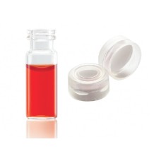 W224620-02 - Fiole en verre clair borosilicate de Type I, 12 x 32, avec scellage de type bouchon à pression naturel à joint silicone PTFE 