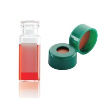 W224621-0307 - Fiole en verre clair borosilicate de Type I, 12 x 32, avec pastille d'annotation et scellage de type bouchon à pression vert à joint PTFE/silicone/PTFE 
