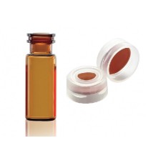 W224622-03 - Fiole en verre brun borosilicate de Type I, 12 x 32, avec scellage de type bouchon à pression naturel à joint PTFE/silicone/PTFE 