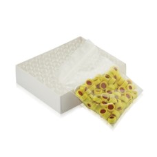 W225151-0205 - Fiole en verre borosilicate 1,8 mL avec pastille d'annotation, avec bouchon visse ABC de 9 mm à joint 0,005 PTFE rouge/0,035 silicone, clair/jaune 