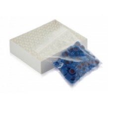 W225151-0804 - Kit pratique de fioles ABC en verre clair borosilicate avec pastille d'annotation, avec bouchon visse bleu et septa PTFE/silicone prefendus 