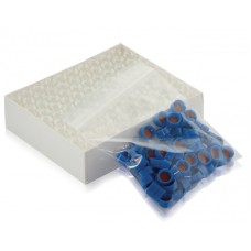 W225154-0104 - Fiole en verre clair de Type I, 12 x 32, avec bouchon bleu à joint PTFE/silicone rouge 