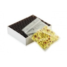 W225156-0105 - Fiole en verre brun de Type I, 12 x 32, avec bouchon jaune à joint PTFE/silicone rouge 