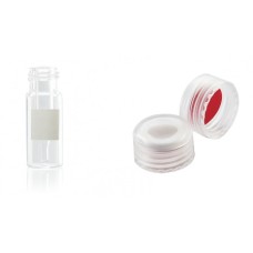 W225327-01 - Fiole 0,3 mL en verre clair borosilicate de Type I avec bouchon naturel à joint PTFE/silicone rouge 