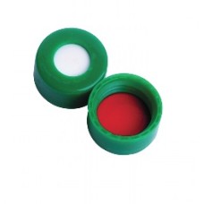 W225332-0207 - Bouchon visse ABC en polypropylene vert à joint 0,005 PTFE/0,035 silicone, diametre 9 mm 