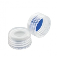 W225334A-04 - Bouchon visse ABC en polypropylene naturel à joint 0,005 PTFE bleu/0,035 silicone, diametre 9 mm 