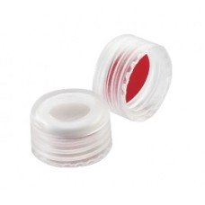 W225338-08 - Bouchon visse ABC en polypropylene naturel à joint 0,005 PTFE rouge/0,035 silicone fendue, diametre 9 mm 