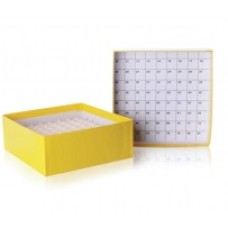 W651601 - Boîte de stockage en carton CryoFile® jaune, 130 mm longueur x 130 mm largeur x 52 mm hauteur, pour fioles cryogeniques 2 mL 