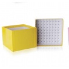W651601-XL - Boîte de stockage en carton CryoFile® jaune XL, 130 mm longueur x 130 mm largeur x 97 mm hauteur, pour fioles cryogeniques 5 mL 