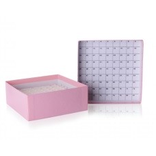 W651602 - Boîte de stockage en carton CryoFile® rose, 130 mm longueur x 130 mm largeur x 52 mm hauteur, pour fioles cryogeniques 2 mL 