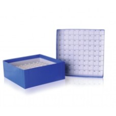 W651604 - Boîte de stockage en carton CryoFile® bleue, 130 mm longueur x 130 mm largeur x 52 mm hauteur, pour fioles cryogeniques 2 mL 