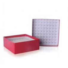 W651605 - Boîte de stockage en carton CryoFile® rouge, 130 mm longueur x 130 mm largeur x 52 mm hauteur, pour fioles cryogeniques 2 mL 