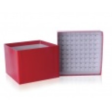 W651605-XL - Boîte de stockage en carton CryoFile® rouge XL, 130 mm longueur x 130 mm largeur x 97 mm hauteur, pour fioles cryogeniques 5 mL 