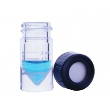 W986298NG - Fiole V Vial® 2,0 mL col filete en verre clair borosilicate de Type I, graduee, avec bouchon 20-400 à haut ouvert 
