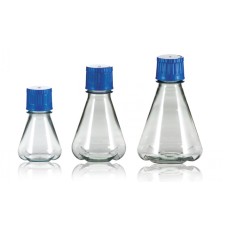 WPFBC0125S - Fiole à agiter en polycarbonate, 125 mL, base à baffles, sterile avec bouchon DuoCap brevete à echange d'air 