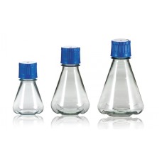WPFBC0250S - Fiole à agiter en polycarbonate, 250 mL, base à baffles, sterile avec bouchon DuoCap brevete à echange d'air 