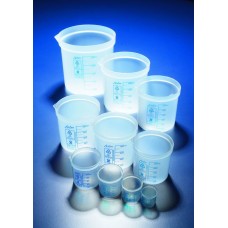 BDA208P - Becher forme basse PP, gradue imprime bleu 10ml