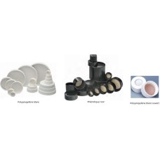 W240837 - Bouchon visse en polypropylene blanc avec joint silicone à face PTFE lie, taille 24-400 